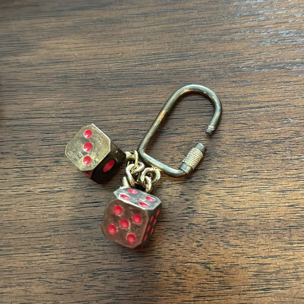 “Las Vegas” Gold and Red Dice Keychain